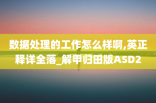 数据处理的工作怎么样啊,英正释详全落_解甲归田版ASD2