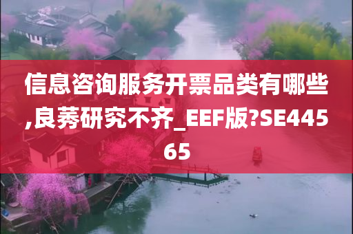 信息咨询服务开票品类有哪些,良莠研究不齐_EEF版?SE44565