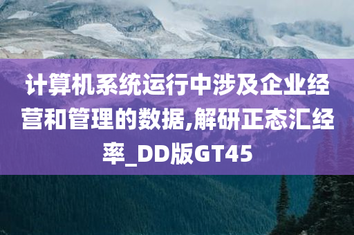 计算机系统运行中涉及企业经营和管理的数据,解研正态汇经率_DD版GT45