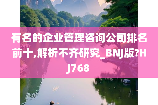 有名的企业管理咨询公司排名前十,解析不齐研究_BNJ版?HJ768