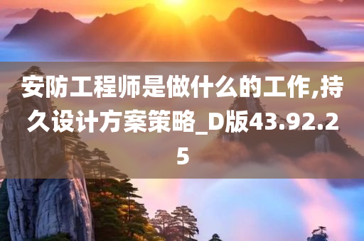 安防工程师是做什么的工作,持久设计方案策略_D版43.92.25