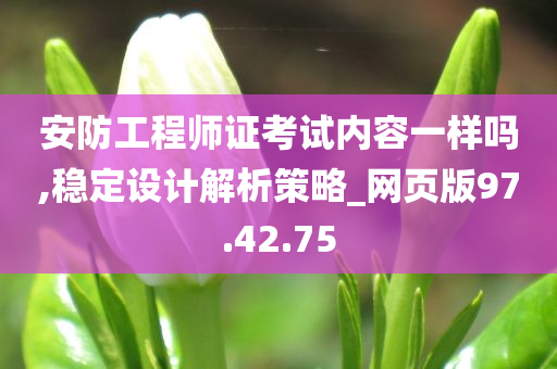 安防工程师证考试内容一样吗,稳定设计解析策略_网页版97.42.75