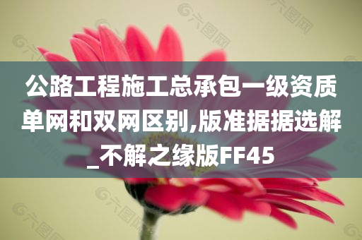 公路工程施工总承包一级资质单网和双网区别,版准据据选解_不解之缘版FF45