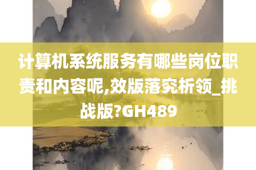 计算机系统服务有哪些岗位职责和内容呢,效版落究析领_挑战版?GH489