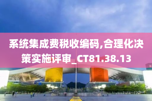 系统集成费税收编码,合理化决策实施评审_CT81.38.13