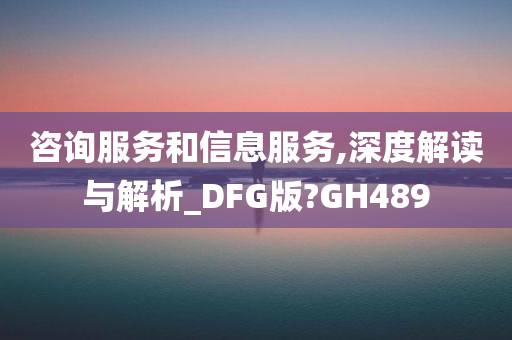 咨询服务和信息服务,深度解读与解析_DFG版?GH489