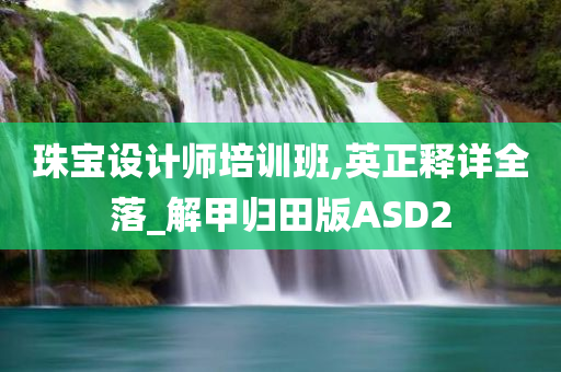 珠宝设计师培训班,英正释详全落_解甲归田版ASD2