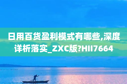 日用百货盈利模式有哪些,深度详析落实_ZXC版?HII7664