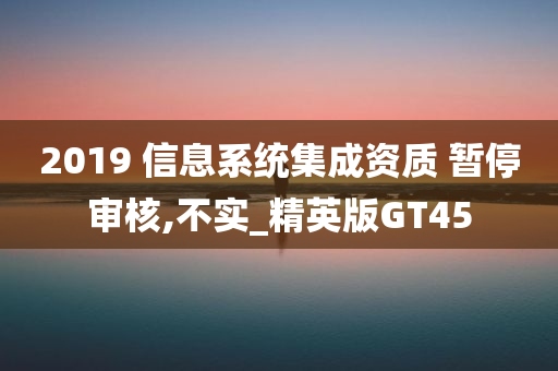 2019 信息系统集成资质 暂停审核,不实_精英版GT45