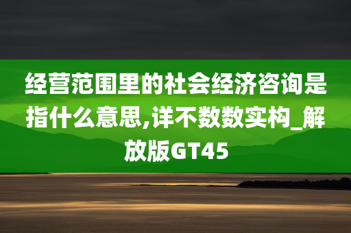 经营范围里的社会经济咨询是指什么意思,详不数数实构_解放版GT45