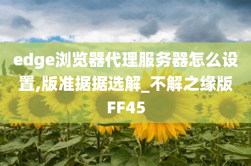 edge浏览器代理服务器怎么设置,版准据据选解_不解之缘版FF45