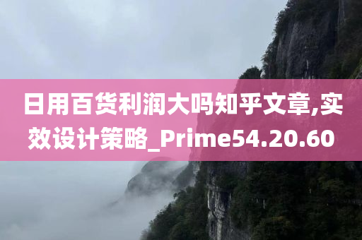 日用百货利润大吗知乎文章,实效设计策略_Prime54.20.60