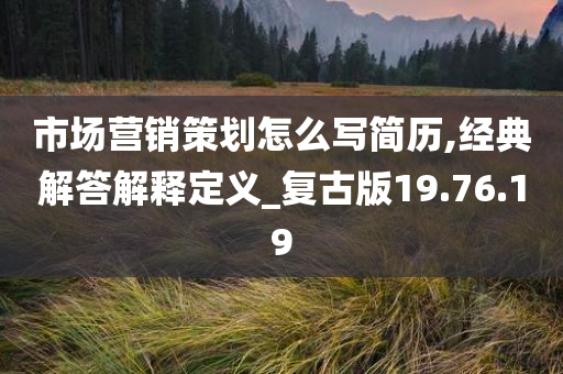 市场营销策划怎么写简历,经典解答解释定义_复古版19.76.19