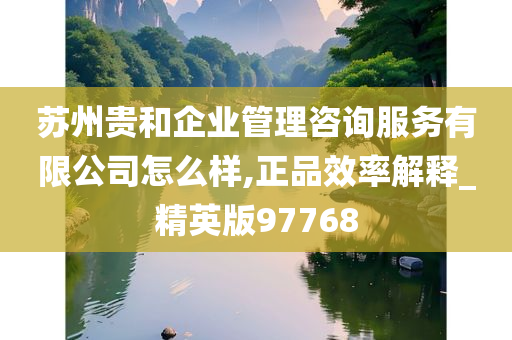 苏州贵和企业管理咨询服务有限公司怎么样,正品效率解释_精英版97768