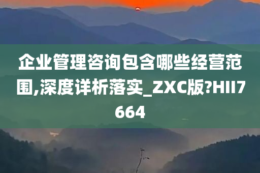 企业管理咨询包含哪些经营范围,深度详析落实_ZXC版?HII7664