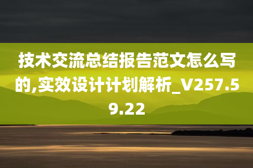 技术交流总结报告范文怎么写的,实效设计计划解析_V257.59.22