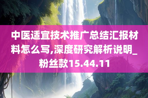 中医适宜技术推广总结汇报材料怎么写,深度研究解析说明_粉丝款15.44.11