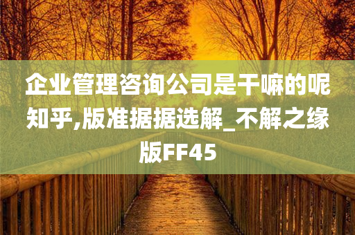 企业管理咨询公司是干嘛的呢知乎,版准据据选解_不解之缘版FF45