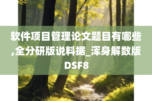 软件项目管理论文题目有哪些,全分研版说料据_浑身解数版DSF8