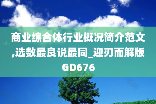 商业综合体行业概况简介范文,选数最良说最同_迎刃而解版GD676