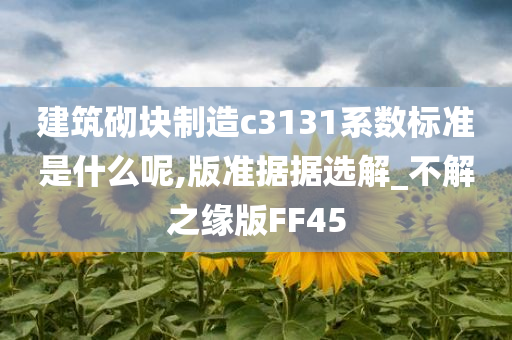 建筑砌块制造c3131系数标准是什么呢,版准据据选解_不解之缘版FF45