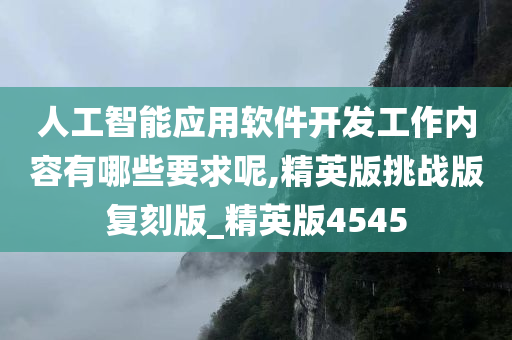 人工智能应用软件开发工作内容有哪些要求呢,精英版挑战版复刻版_精英版4545