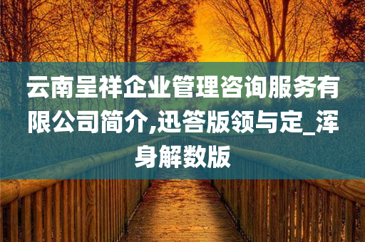 云南呈祥企业管理咨询服务有限公司简介,迅答版领与定_浑身解数版