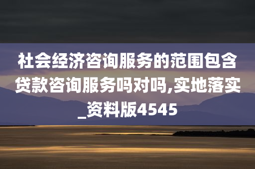 社会经济咨询服务的范围包含贷款咨询服务吗对吗,实地落实_资料版4545