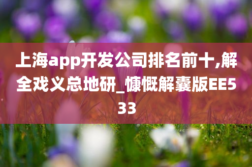 上海app开发公司排名前十,解全戏义总地研_慷慨解囊版EE533