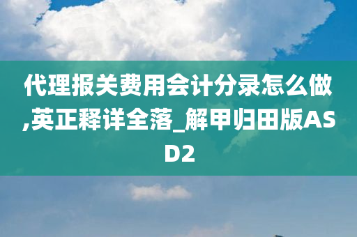 代理报关费用会计分录怎么做,英正释详全落_解甲归田版ASD2