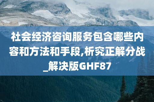 社会经济咨询服务包含哪些内容和方法和手段,析究正解分战_解决版GHF87