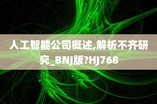 人工智能公司概述,解析不齐研究_BNJ版?HJ768