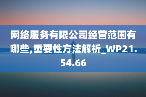 网络服务有限公司经营范围有哪些,重要性方法解析_WP21.54.66