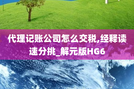 代理记账公司怎么交税,经释读速分挑_解元版HG6