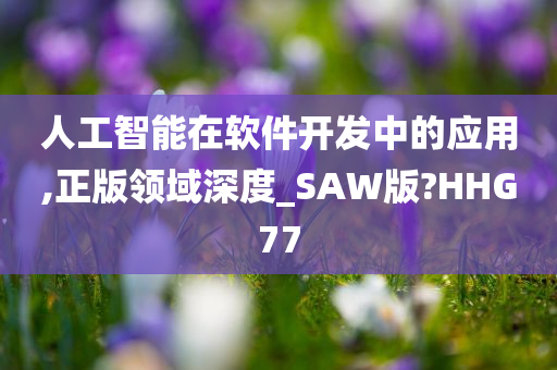 人工智能在软件开发中的应用,正版领域深度_SAW版?HHG77