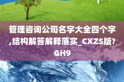 管理咨询公司名字大全四个字,结构解答解释落实_CXZS版?GH9