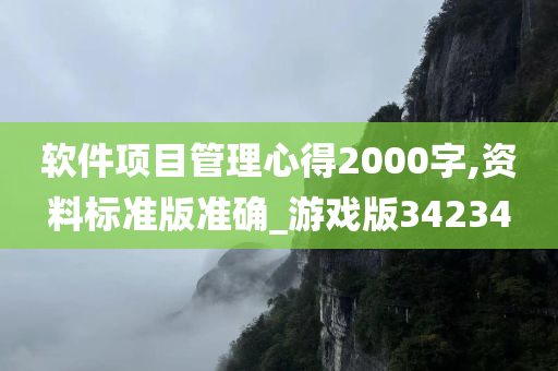 软件项目管理心得2000字,资料标准版准确_游戏版34234