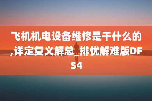 飞机机电设备维修是干什么的,详定复义解总_排忧解难版DFS4