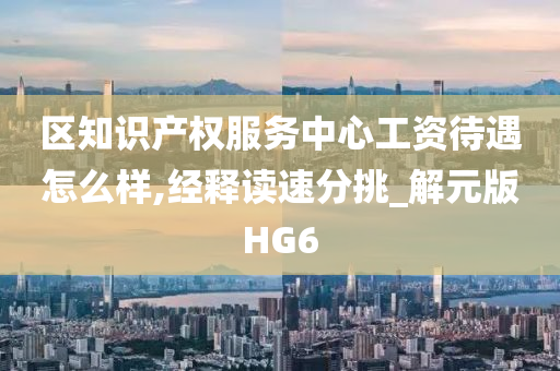 区知识产权服务中心工资待遇怎么样,经释读速分挑_解元版HG6