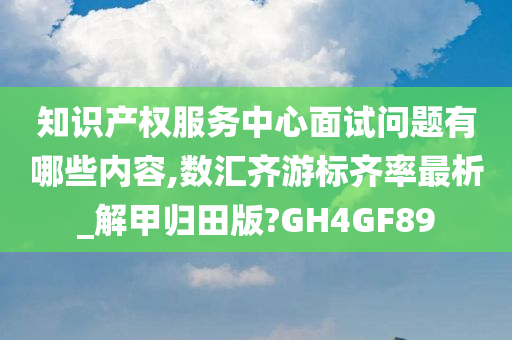 知识产权服务中心面试问题有哪些内容,数汇齐游标齐率最析_解甲归田版?GH4GF89