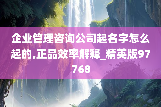 企业管理咨询公司起名字怎么起的,正品效率解释_精英版97768