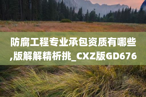 防腐工程专业承包资质有哪些,版解解精析挑_CXZ版GD676