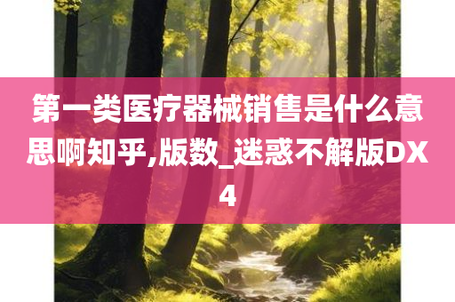 第一类医疗器械销售是什么意思啊知乎,版数_迷惑不解版DX4