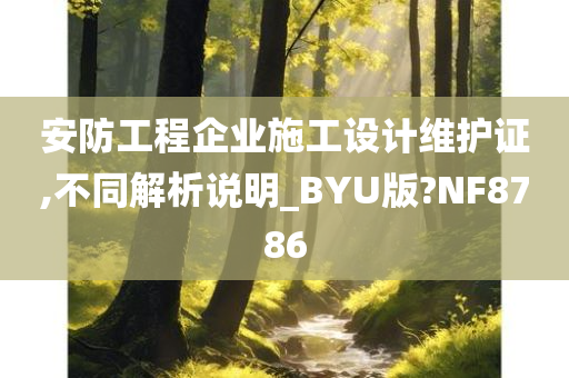 安防工程企业施工设计维护证,不同解析说明_BYU版?NF8786