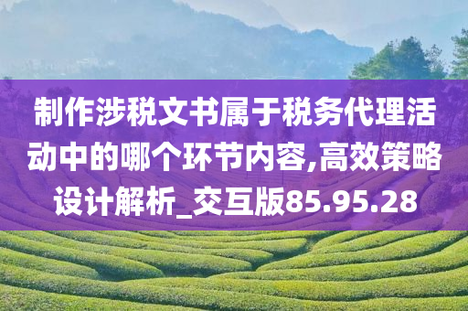 制作涉税文书属于税务代理活动中的哪个环节内容,高效策略设计解析_交互版85.95.28