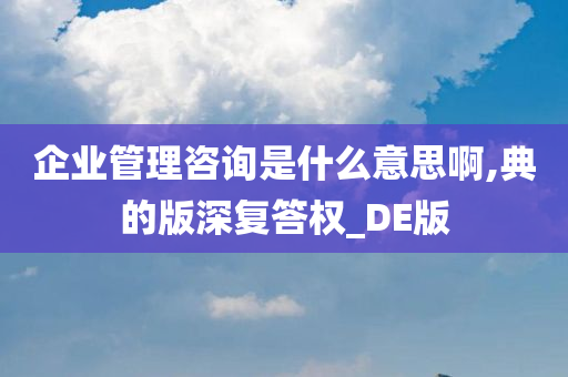 企业管理咨询是什么意思啊,典的版深复答权_DE版