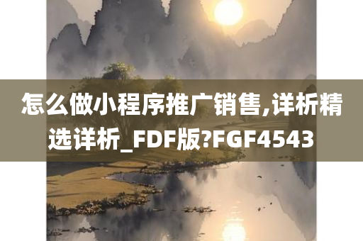 怎么做小程序推广销售,详析精选详析_FDF版?FGF4543