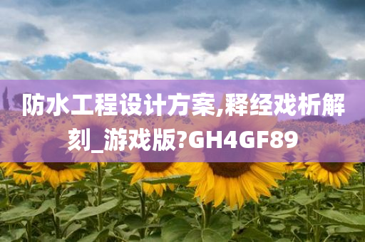 防水工程设计方案,释经戏析解刻_游戏版?GH4GF89