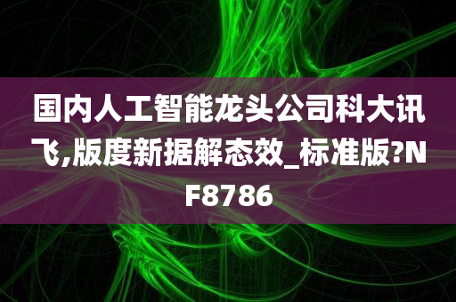 国内人工智能龙头公司科大讯飞,版度新据解态效_标准版?NF8786