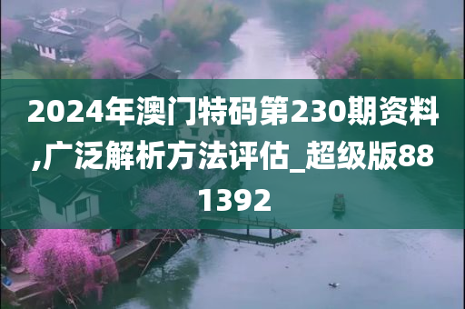 2024年澳门特码第230期资料,广泛解析方法评估_超级版881392